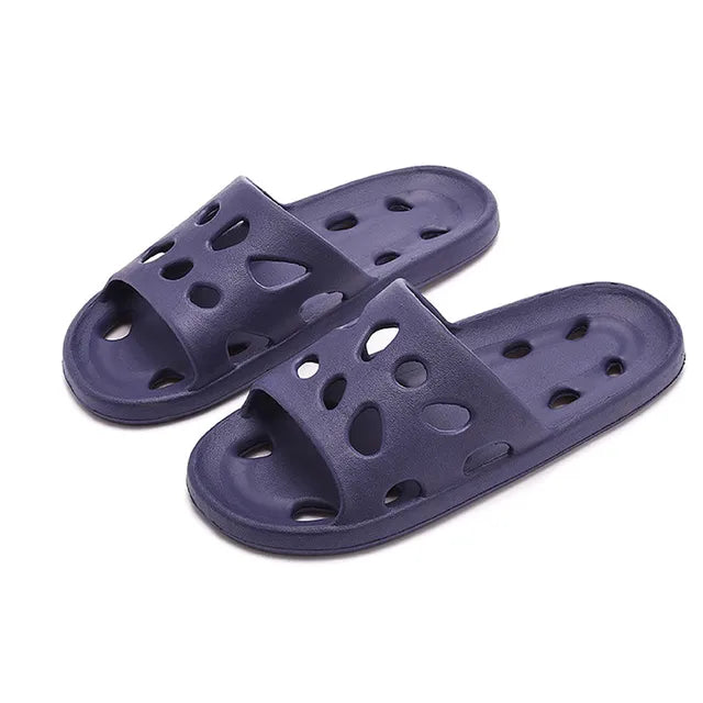 Bathroom Shower Slippers for Men and Women, Hollow Slides, Eva Shoes, Soft Non-Slip Slippers, Pair of Indoor and Outdoor Sandals, Summer 