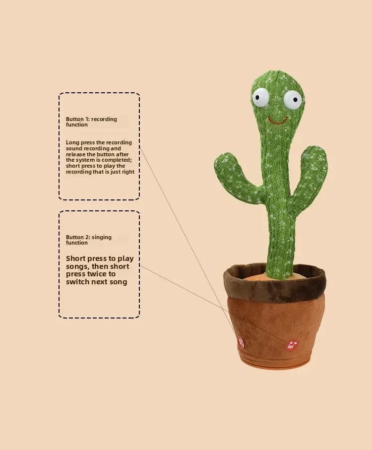 Cactus Magic Dancing Voice Replay Function LED Lights Sings Talks Dances Funny Interactive Plush Birthday Gift Hot Decoración