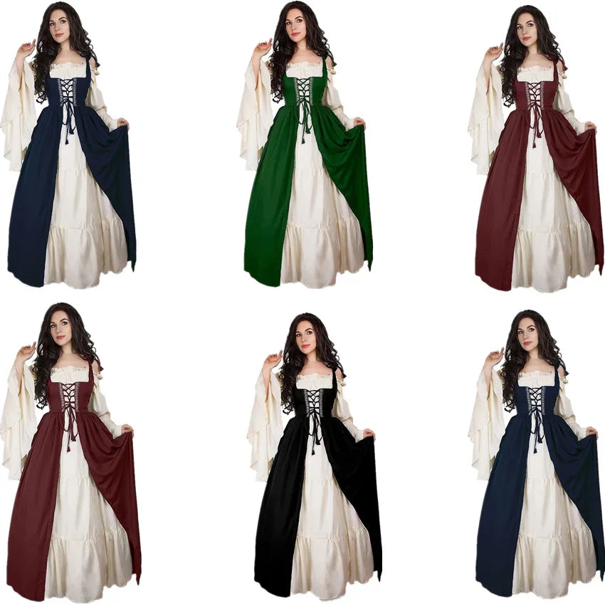 Medieval Punk Dress Cosplay Halloween Costumes Women Palace Carnival Party Disguise Princess Female Victorian Vestido Robe
