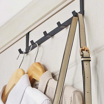 Hooks Over The Door 5 Hooks Home Bathroom Organizer Rack Clothes Coat Hat Towel Hanger Bathroom Kitchen Accessories Holder Rack