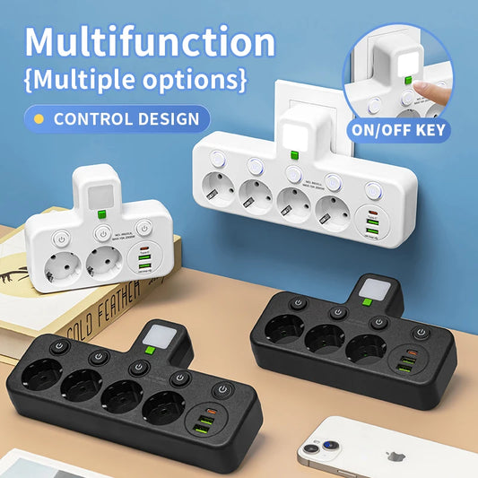 EU Plug Outlet 5 Sockets   Electrical Socket No Extension Cord With or without it  USB  Type-C Ports Two specifications