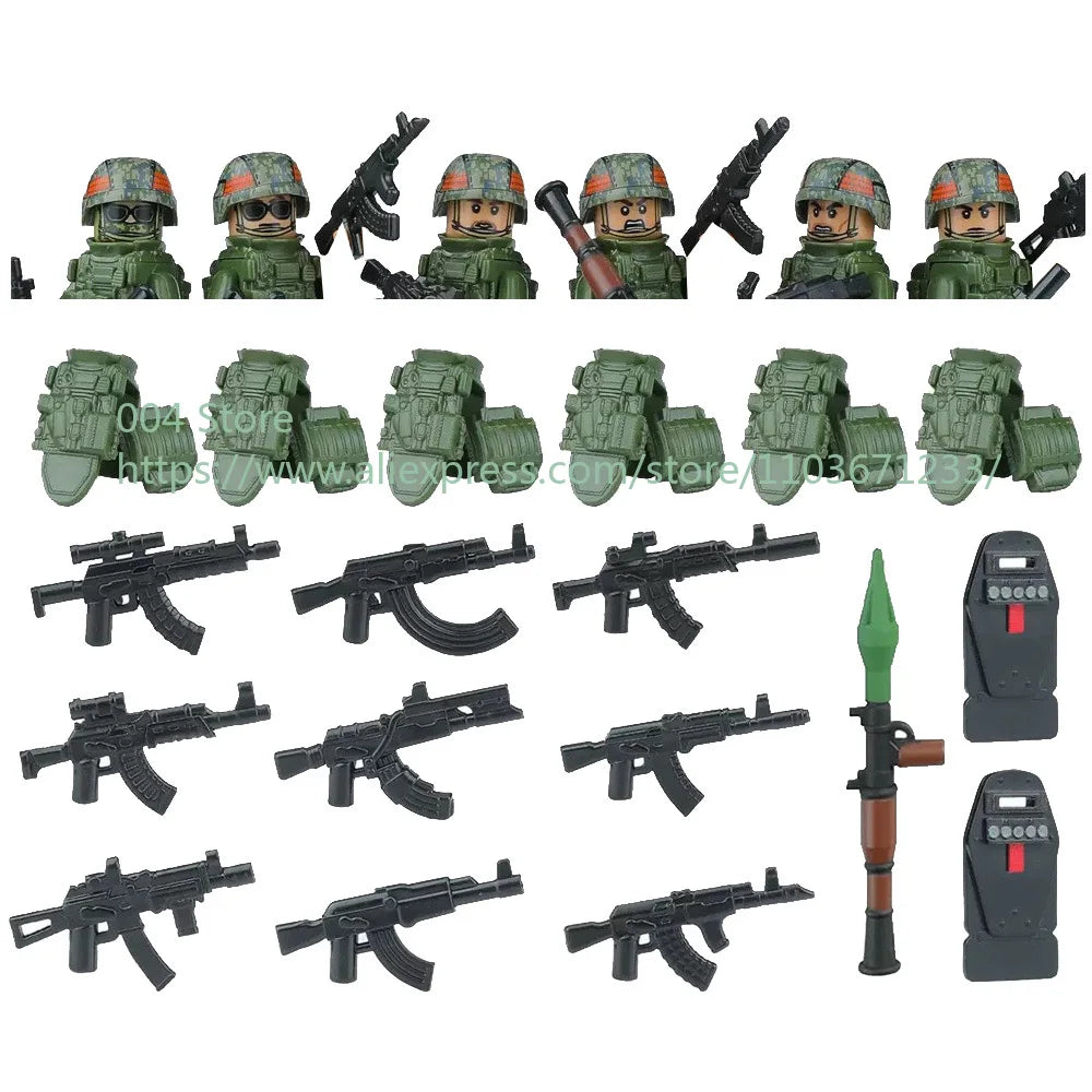 Military Special Forces Action Figure Building Blocks Ghillie Suit Weapons Sniper SWAT Ghost KSK Police Bandit Boy Toy Gift F029