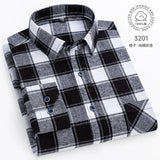 Men Fashion Long Sleeve Brushed Flannel Shirt Single Pocket Comfortable 100% Cotton Casual Slim Fit Button-down Plaid Shirts 8XL