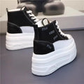 High Top Fashion Sneakers White Chunky Platform Wedge Shoes 12cm 14cm Height Increased Woman Sports Casual Shoe Tennis Female