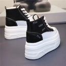 High Top Fashion Sneakers White Chunky Platform Wedge Shoes 12cm 14cm Height Increased Woman Sports Casual Shoe Tennis Female