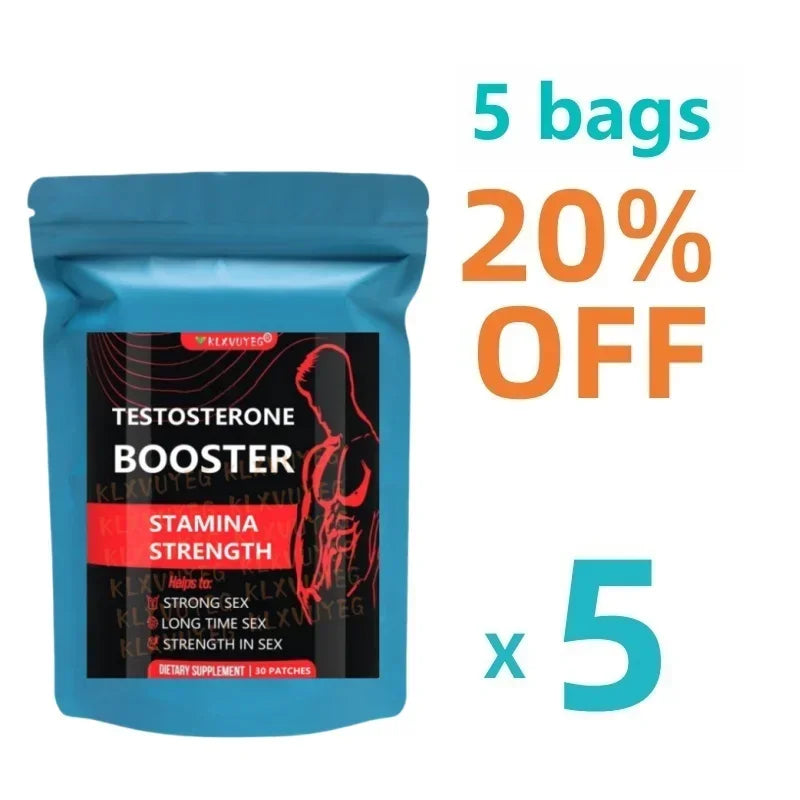 Testosterone Booster Transdermal Patches For Men, Increase Strength, Stamina, Energy, 30 Patches/bag