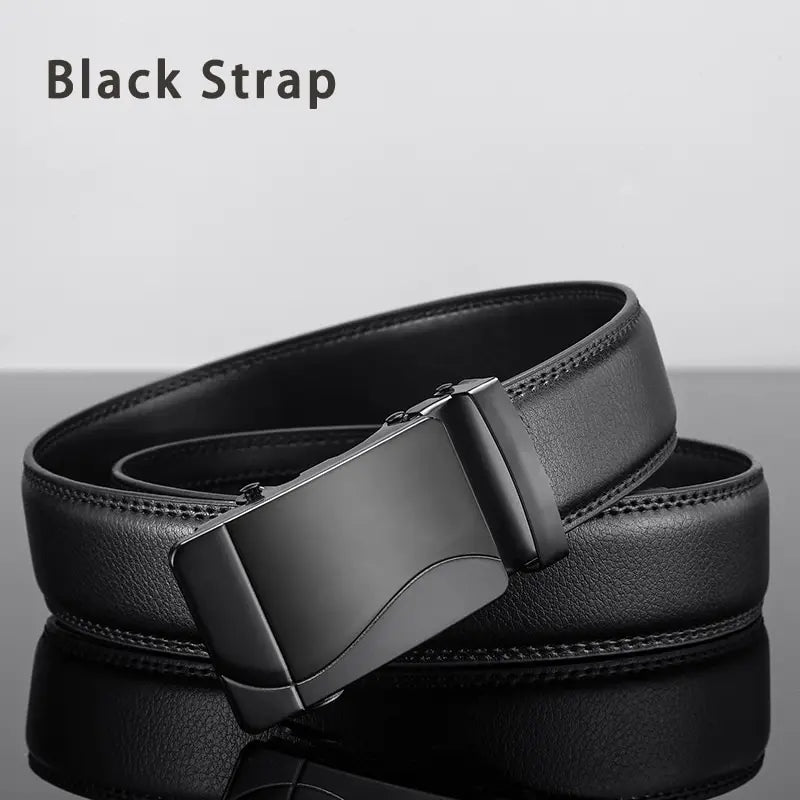 Cinturón de cuero para hombre, hebilla automática de metal, marca de alta calidad, cinturones de lujo para hombres, famoso trabajo, negocios, correa de PU negra.