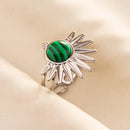 1pc Green Turquoise Ring Hippie Stainless Steel Silver Color Charm Opening Adjustable Ring Women Chunky Bohemian Party Jewelry