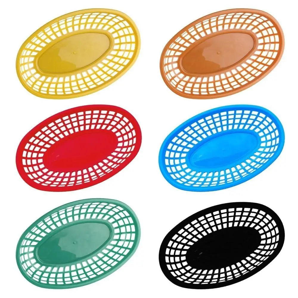 Photo Prop Plastic Food Baskets Reusable Colorful Bread Plate Oval Shape Basket Serving Desktop Decor