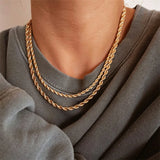 HIYEE Classic Rope Chain Men Necklace Width 2/3/4/5 MM Stainless Steel Figaro Cuban Chain Necklace For Men Women Jewelry