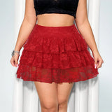 Large Size Lace Multi-layer Cake Hot Girl Sexy Mini Skirt Fashion Korean Slim Female Clothing High Waisted Plus Size Women Skirt