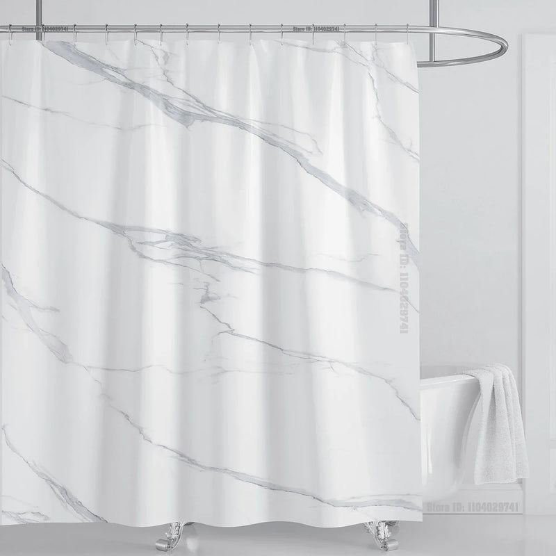 Cortina de ducha impermeable de mármol, cortina de ducha impermeable para decoración de baño, cortina de ducha impresa, lavable, con ganchos