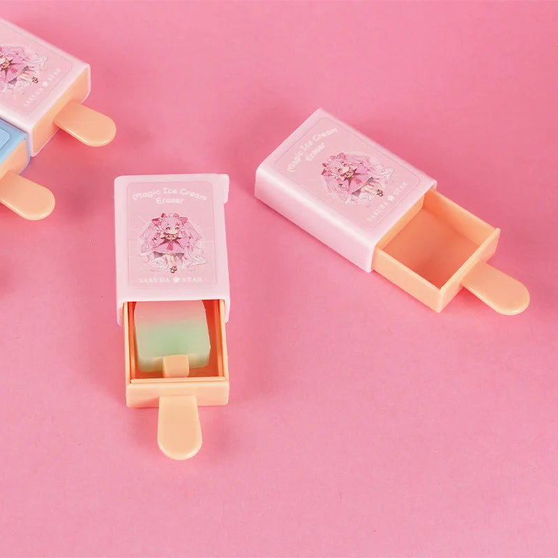 Cartoon Cute Kawaii Magic Ice Cream Rubber Eraser Novelty Stationery Office School Supplies