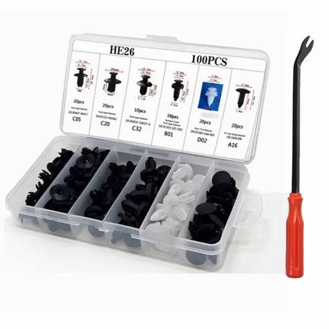 800pcs-100Pcs Car Fastener Clip Kit Fender Rivet Plastic Clips Auto Body Push Retainer Pin Rivet Bumper Door Trim Panel Repair