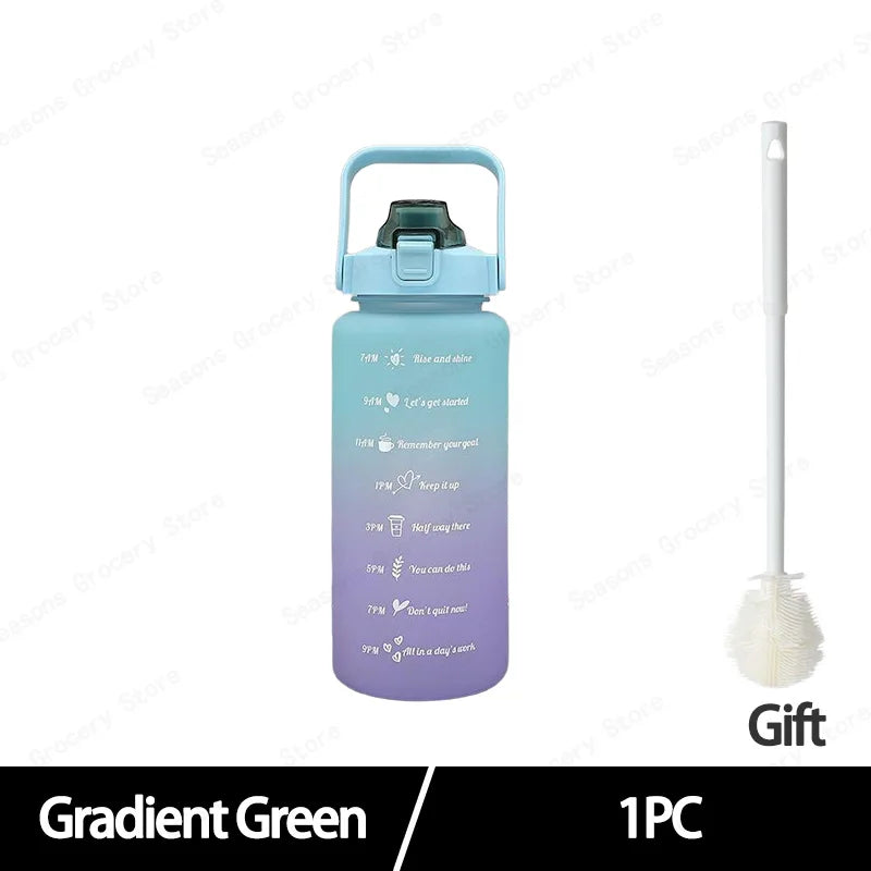 2025 Spring/Summer 2L Large Capacity Outdoor Plastic Bouncing Straw Sports Water Bottle Leak-proof Portable Refill Cups