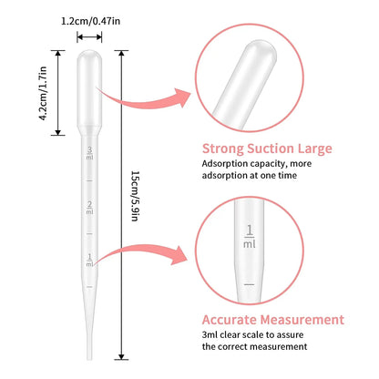 100Pcs/Lot Laboratory Pipette 1ml 2ml 3ml 5ml Plastic Disposable Graduated Container Liquid Dropper Equipment Straw Makeup Tools