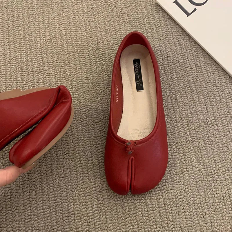 Women Flats Tabi Ninja Shoes Woman Ladies Microfiber Leather Comfy  Flats Split Toe Slippers Soft Bottom Loafers Solid Brief La