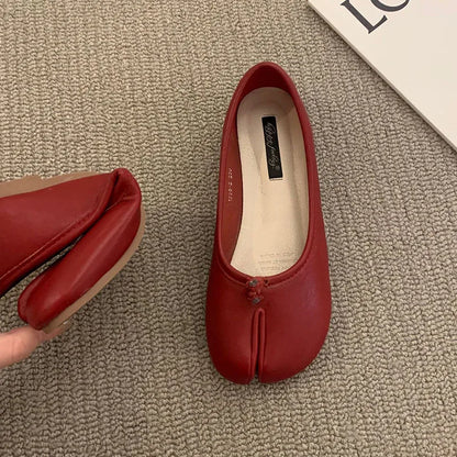 Women Flats Tabi Ninja Shoes Woman Ladies Microfiber Leather Comfy  Flats Split Toe Slippers Soft Bottom Loafers Solid Brief La
