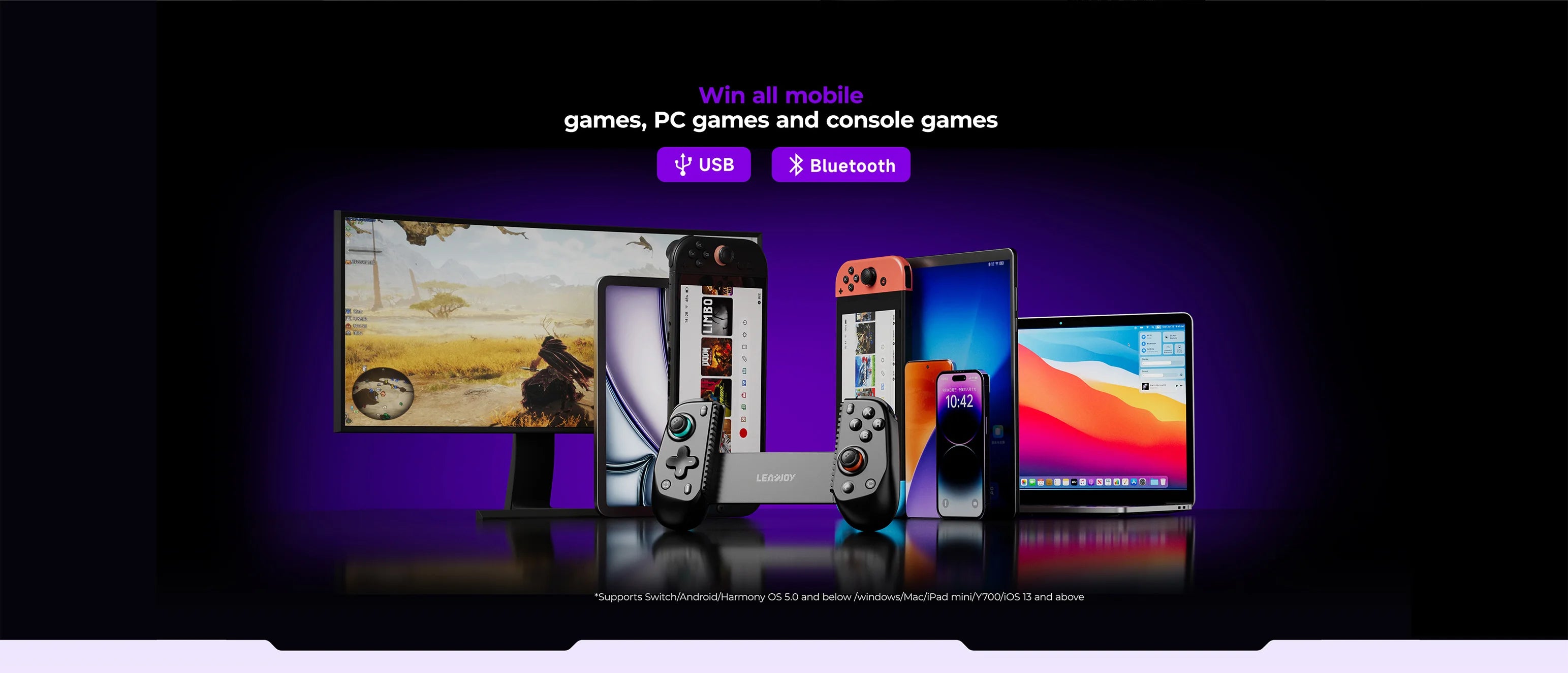 LEADJOY Blade Plus Wireless Gamepad Supports Switch 1 2/Android/IOS/PC/Pad Stretchable Game Controller