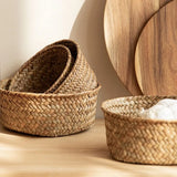Imitation Rattan Rattan Storage Baskets Sundries Organizer Home Desktop Decoration Kitchen Storage Basket Vegetable Fruit