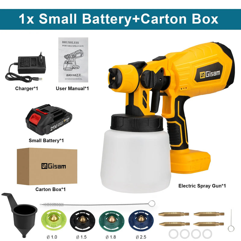 1000ML Brushless Electric Spray Gun Cordless Paint Sprayer HVLP Auto Furniture Steel Coating Airbrush For Makita 18V Battery