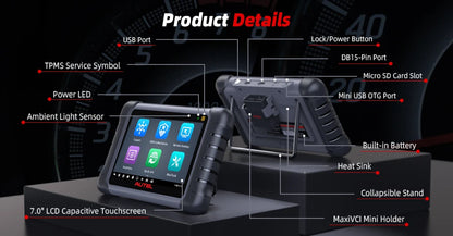 Diagnostic Tools Autel MK808S Car diagnosis Bi-Directional Control Automotive scanner IMMO Key Coding PK MX808S MK808BT PRO