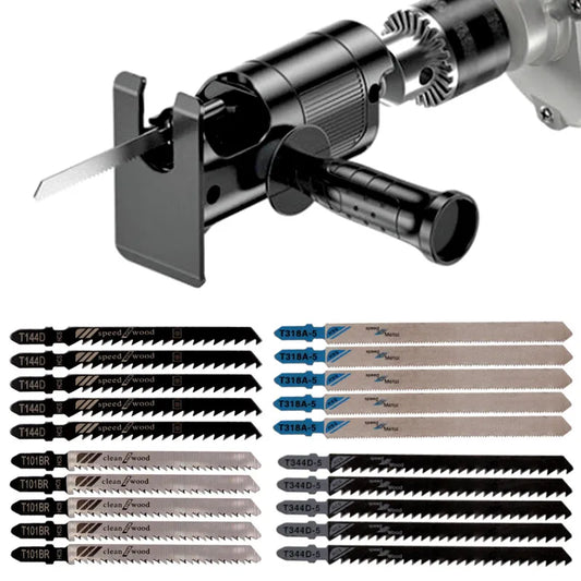 Adaptador de sierra recíproca portátil, taladro eléctrico, sierra caladora eléctrica modificada, sierra curva, herramienta eléctrica para cortar madera, PVC y tubos de acero.
