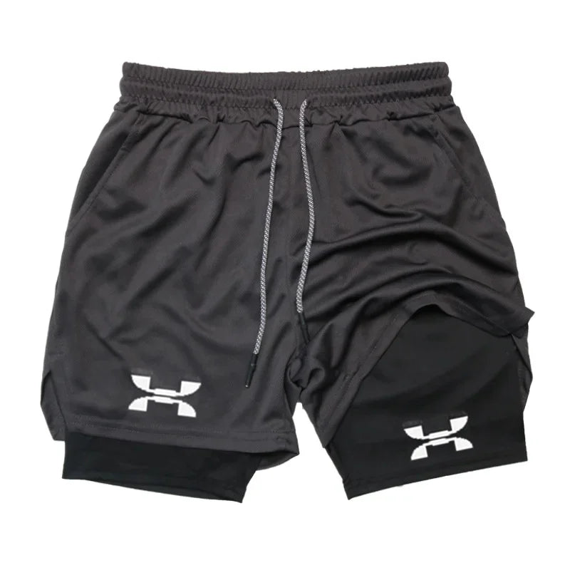 Pantalones cortos deportivos 2 en 1 para hombre, de secado rápido, para entrenamiento, gimnasio, fitness, correr, verano, FD22273300