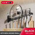 Wall Mounted Kitchen Hook Rack No-Punching Wall Hangers Rail Kitchen Utensils Rack Spoon Shovel Chopping Board Storage Rack