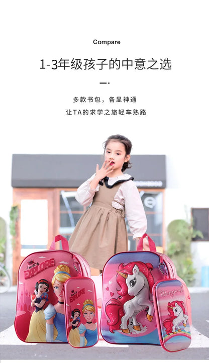 Disney Minnie Boys Girls Backpack Frozen School Bag with Pencil Case Spiderman Kids Kindergarten Preschool School Bags