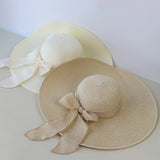Summer Women's Straw Hat Bowknot Wide Brim Floppy Panama Hats Female Lady Outdoor Foldable Beach Sun Cap
