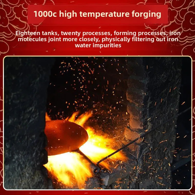 Authentic Zhangqiu flat-bottomed fish scale iron pan, hand-forged pan, induction cooker universal uncoated non-stick pan