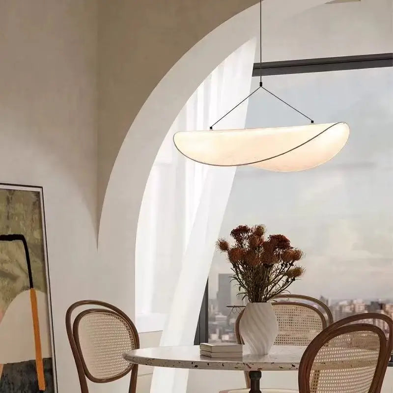 Wabi Sabi Silk Pendant Lamp Modern LED Ceiling Chandelier Light for Living Room Dining Bedroom Indoor Home Decor Light Fixtures
