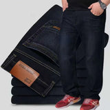 Mens Large Size Black Jeans 10XL Oversize High Waist Loose Trousers Husband Plus Size Loose Denim Trousers Blue Male Denim Pants