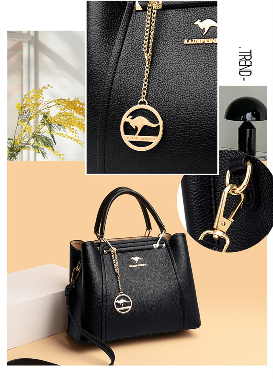 2024 Luxury Women Designer 3 Layers Shoulder Crossbody Bag Ladies Large Capacity Leather Handbags Shopper Brand Messenger Totes