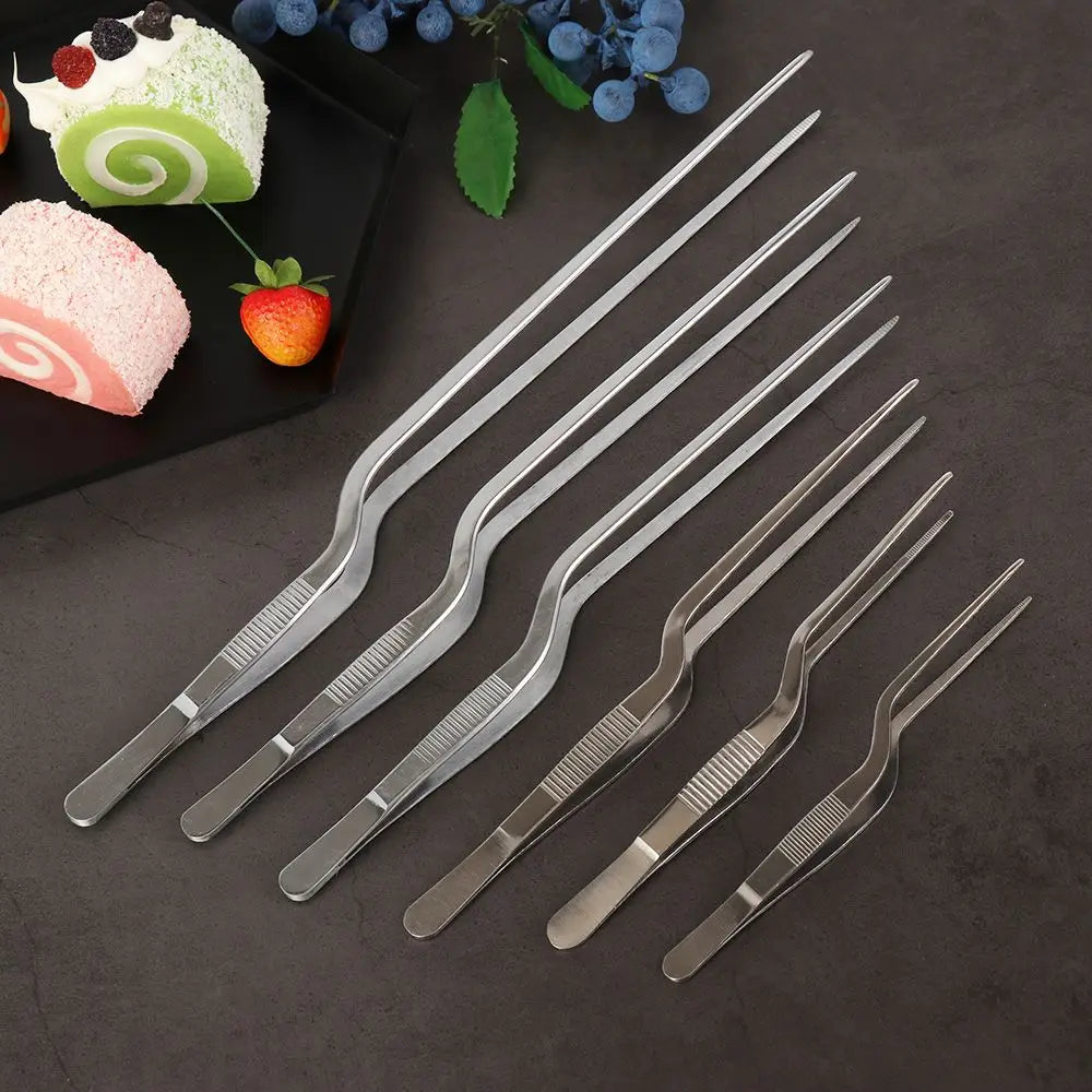 Plating Chef Food Tweezer BBQ Clip Barbecue Tongs Serving Presentation Stainless Steel Kitchen Tool