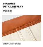 LEE Unisex Utility Canvas Leather Zipper Tote Bag Casual Denim Daily Shopping Handbag Women Men Durable Student School Book Bag