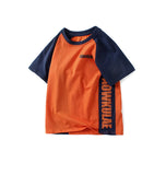 2022 Summer Korean Style Children T-Shirts Fashion Splicing Letter Design Kids Short Sleeve Tops Pure Cotton Children's Clothes