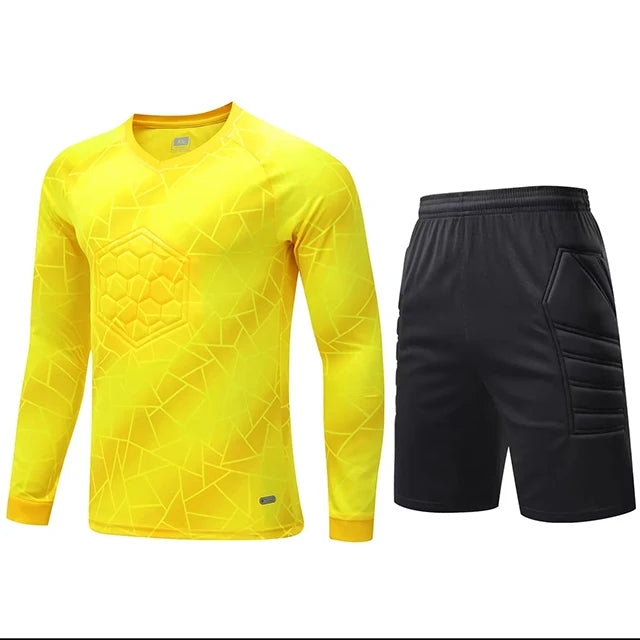 Men Kid 2024 Soccer Goalkeeper Uniform Protective Sponge Long Sleeve Football Training Goalkeeper Top Soccer Jersey Pants Custom