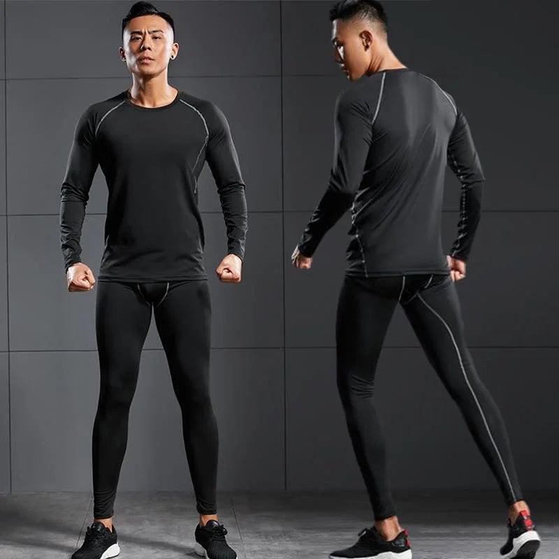 Traje deportivo para hombre, conjuntos para correr, compresión, gimnasio, fitness, ropa deportiva de secado rápido, mallas de baloncesto, ropa interior para correr al aire libre y entrenamiento.