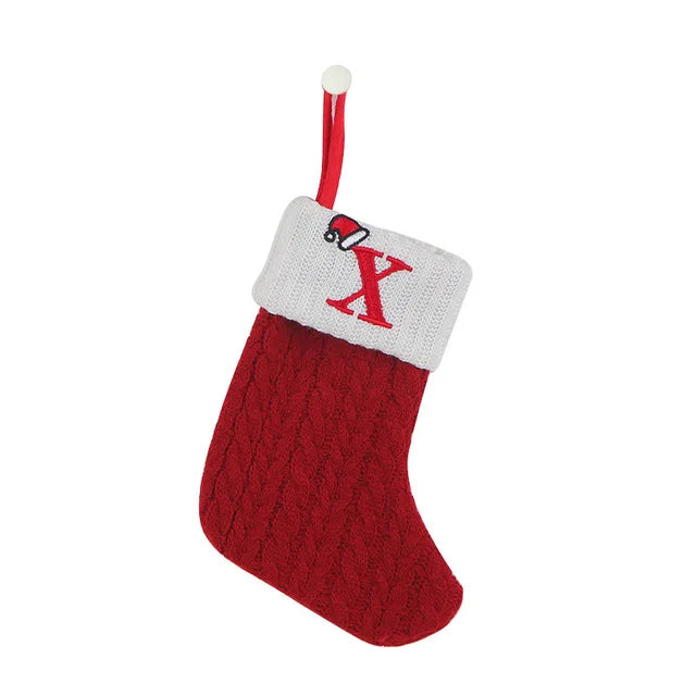Calcetines navideños tejidos con el alfabeto, adornos para el árbol, decoración del hogar, Navidad, Año Nuevo, regalo de Navidad, 2025, 2024 