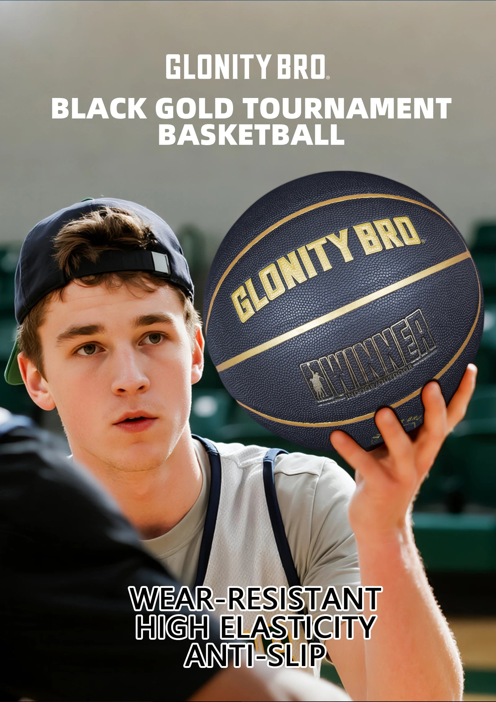 Black Gold Basketball Official Size 7 Composite Leather For Men's and Women's Outdoor Indoor Durable Training Ball High Quality