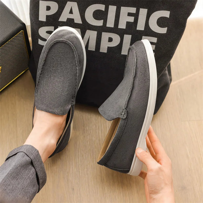 Men's Flat Loafers 2025 Frosted Suede Flat Shoes Comfortable Non-Slip Fashion Loafers Lightweight Trendy Outdoor Casual Shoes