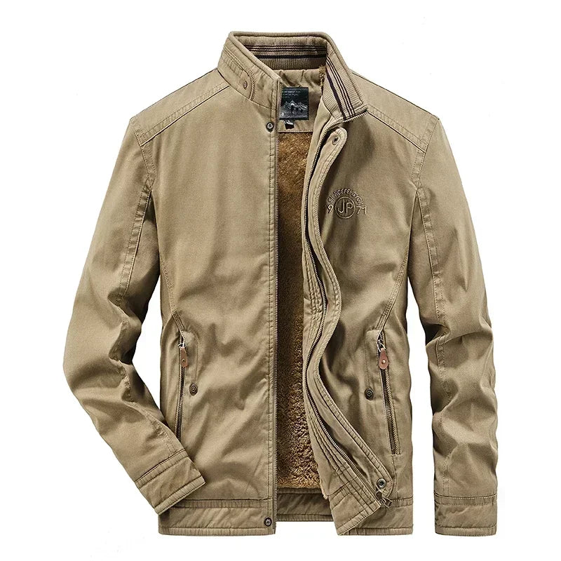 Vintage Thick Wool Parka Men's New 2024 Winter Washed Cotton Fleece-lined Warm Work Jacket Outdoor Camping Hunting Velvet Coats