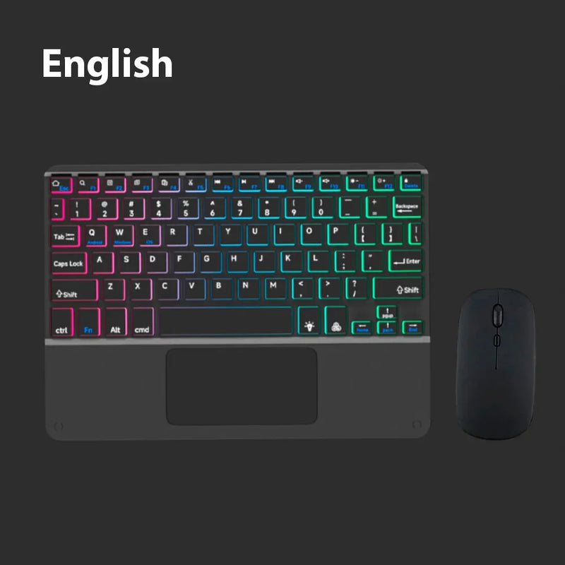 Bluetooth Keyboard for Tablet Android IOS Windows Wireless Mouse Keyboard Bluetooth-compatible Rainbow Backlit Keyboard for IPad