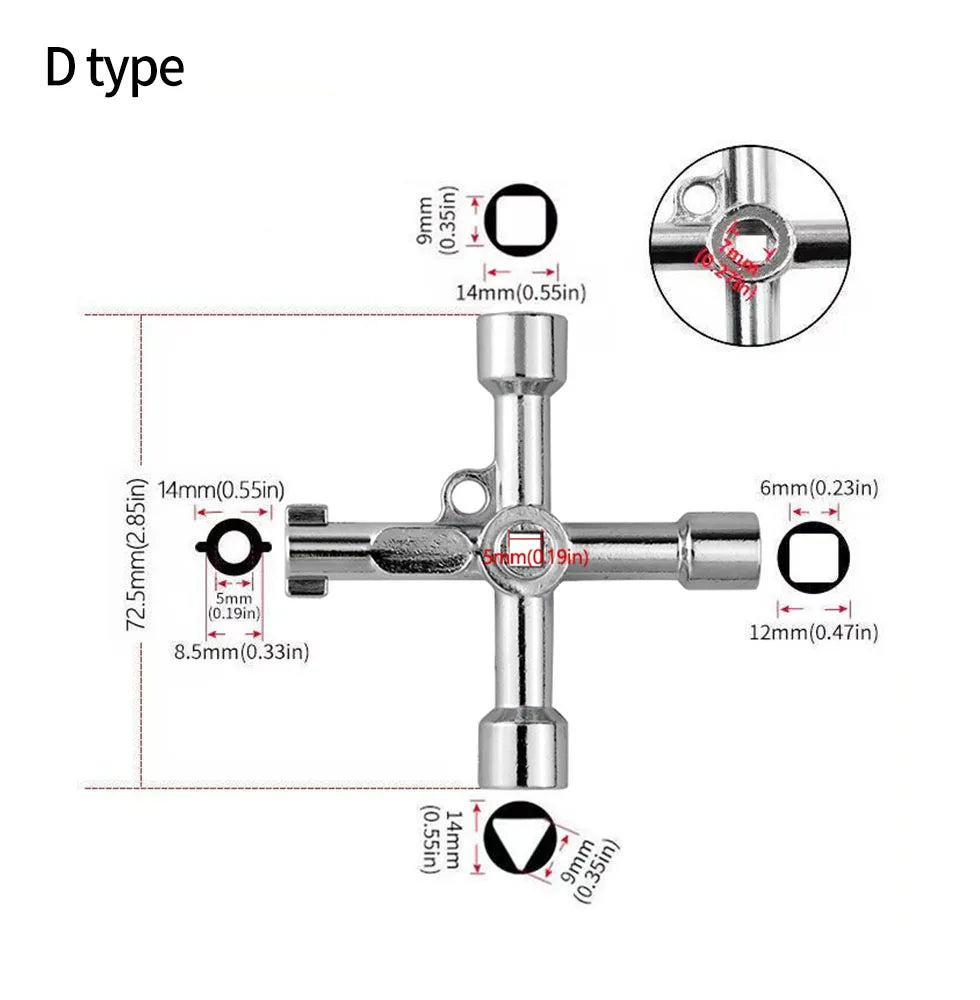 Electric control cabinet car elevator cross key wrench water meter valve key internal triangle wrench multi-purpose tool