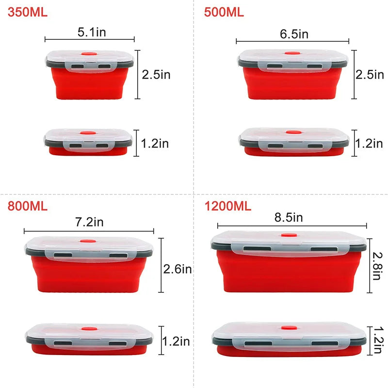 Collapsible Food Storage Containers Silicone Bowls with Lids-Perfect for Meal Preppers,Lunch,Picnics, Kitchen Use,and Travelers