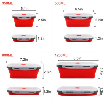 Collapsible Food Storage Containers Silicone Bowls with Lids-Perfect for Meal Preppers,Lunch,Picnics, Kitchen Use,and Travelers