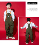 Boys Hip Hop Loose Overalls Girls K-pop Cargo Pants Kids Dungaree Joggers Children Jumpsuit Street Dance Romper Teen Streetwear