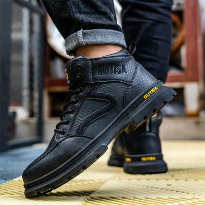 Latest 2023 Waterproof Men Leather Boots Steel Toe Cap Safety Work Shoes Anti Smashing Indestructible Construction Welding Boots